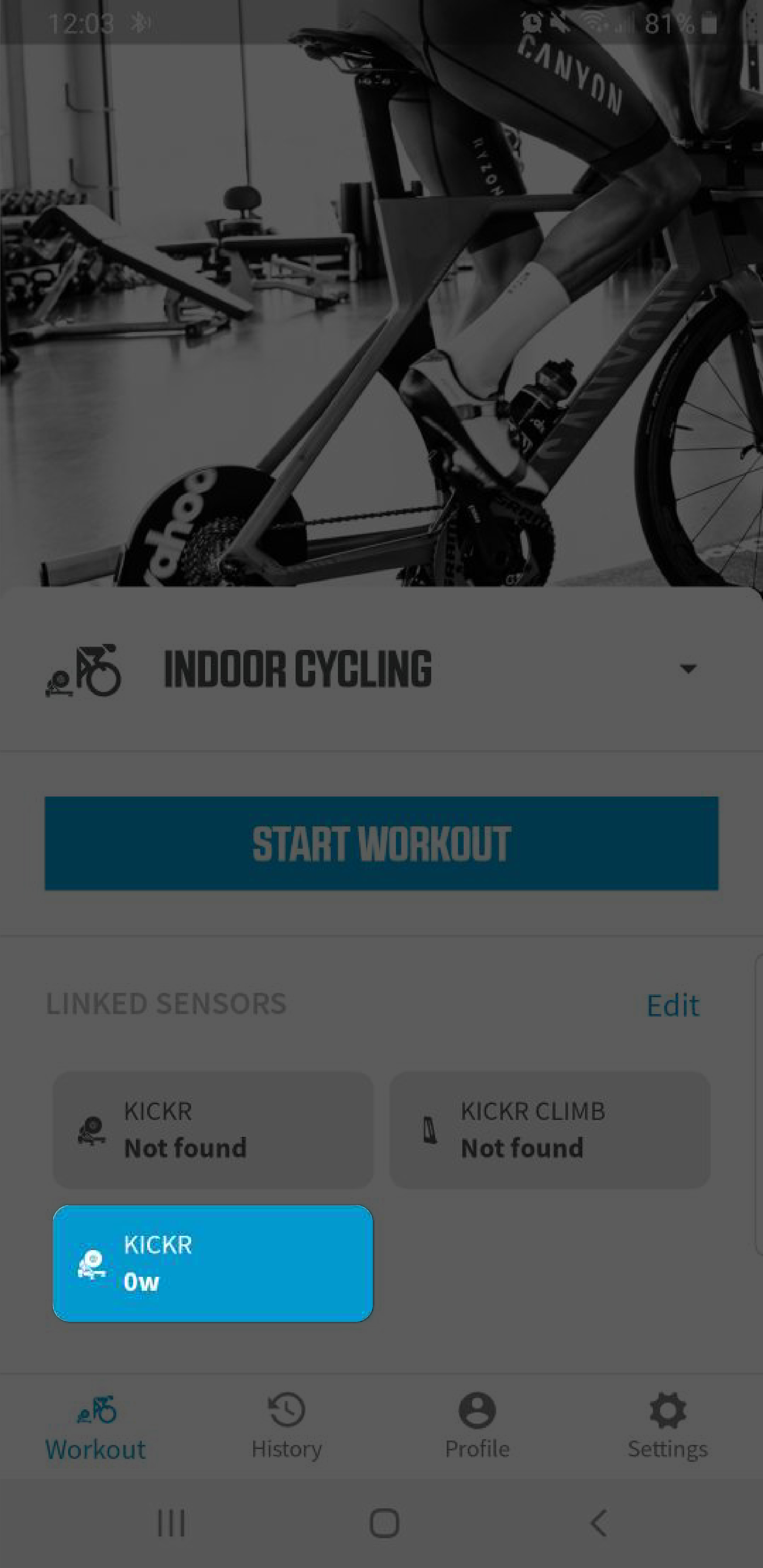 KICKR Smart Trainer-Calibration Android Step1
