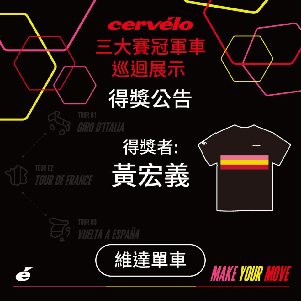 CERVELO三大賽冠軍車-得獎公告